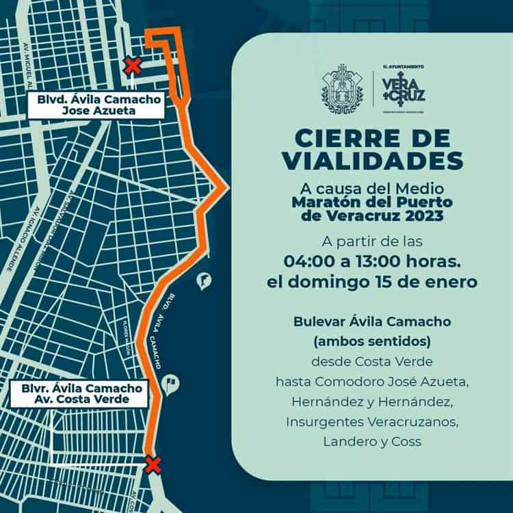 Cerrarán el bulevar Ávila Camacho por Medio Maratón en Veracruz