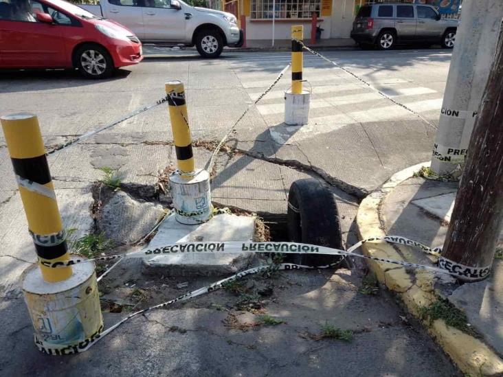 ¡Al fin! Reparan hueco en la Flores Magón después de tres años, en Veracruz Puerto