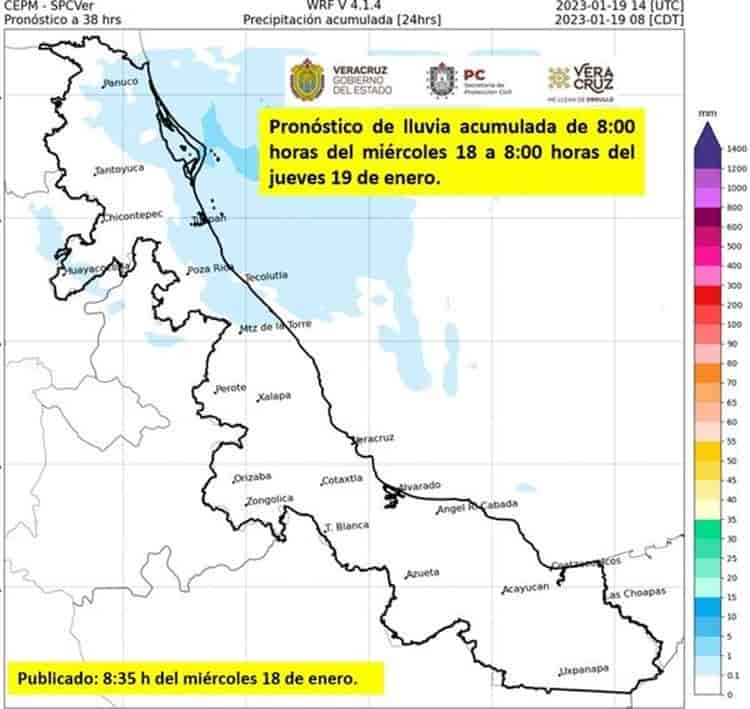 Prevén norte con rachas de 65 km/h afectará al estado de Veracruz