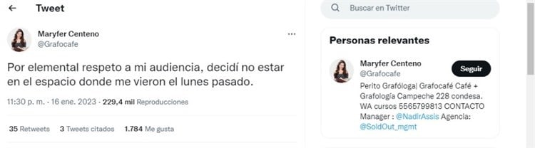 Ni siquiera me renunció Mary Fer Centeno: Adela Micha