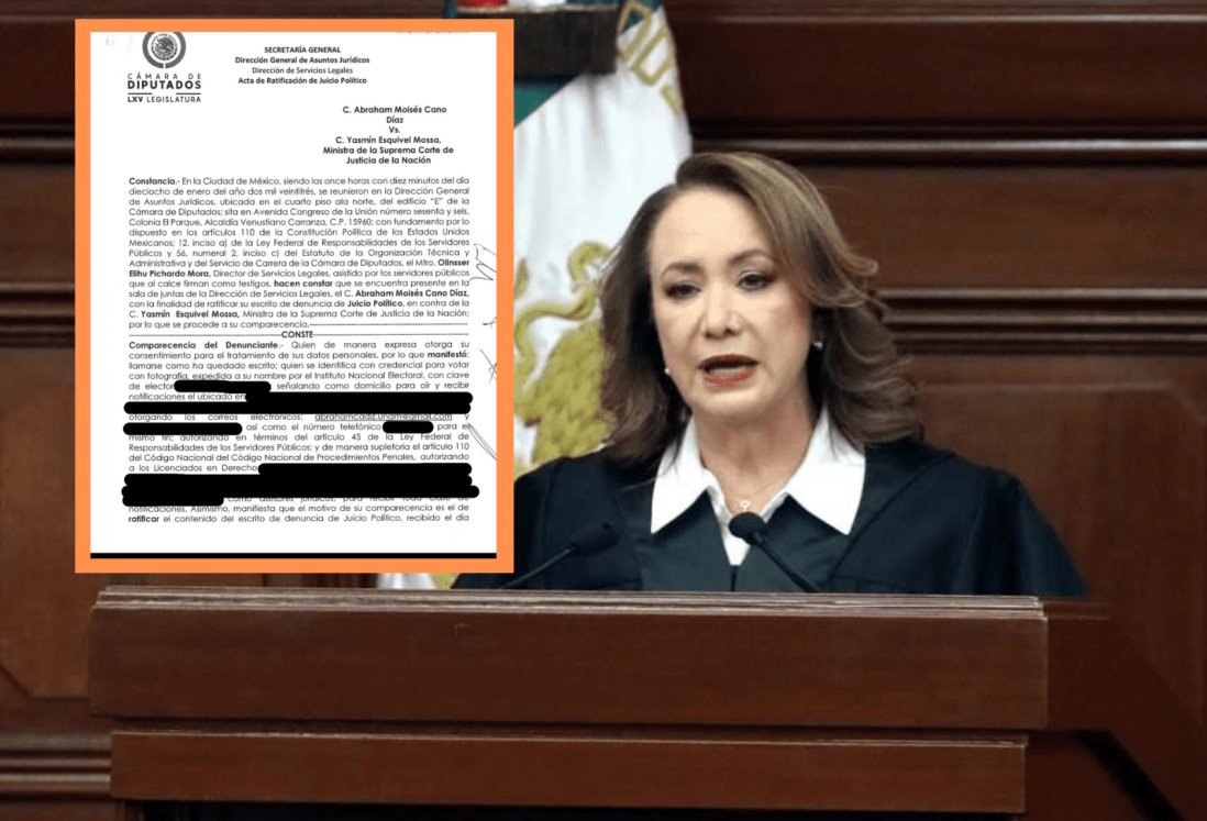 Presentan denuncia de juicio político contra la ministra Yasmín Esquivel tras plagio de tesis