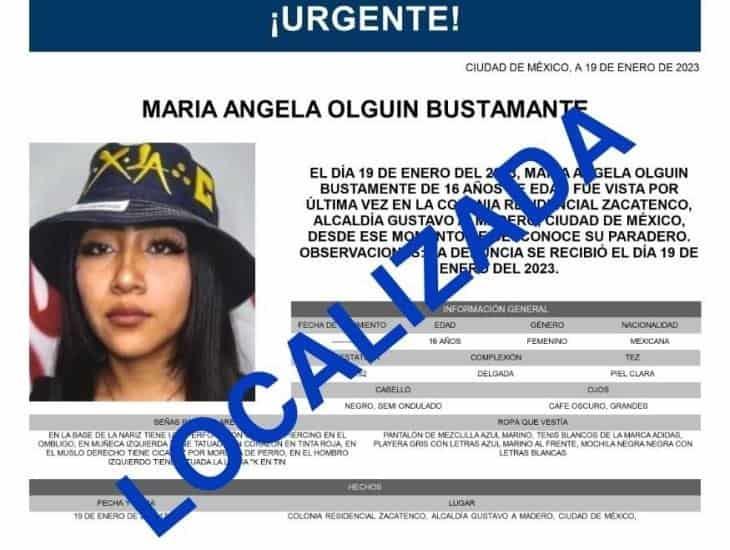 Localizan a Ángela, joven de 16 años con reporte de desaparecida en CDMX