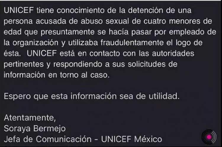 Falso funcionario de Unicef en Veracruz; Abusó de al menos 4 niños