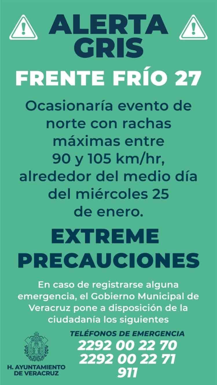 Norte alcanzaría rachas de vientos de hasta 105 Km/h en Veracruz