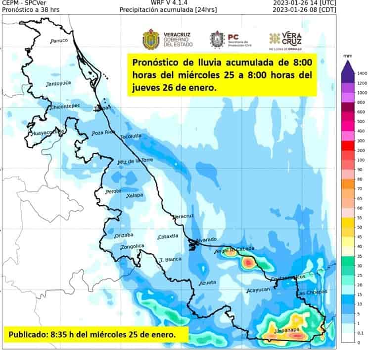 ¡Atento! Ingresa el frente frío 27 a Veracruz; así estará el clima este miércoles