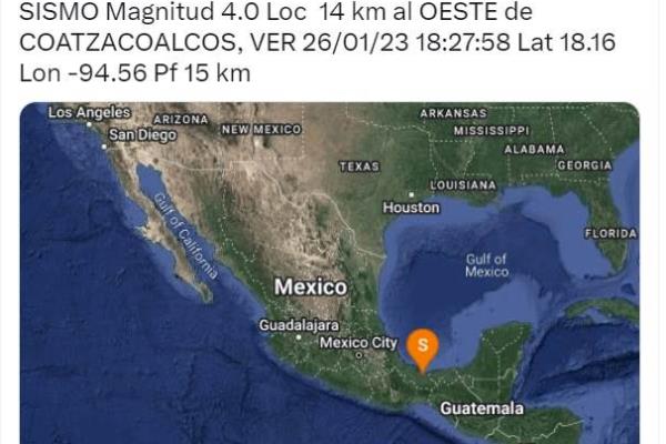 Detectan leve temblor este jueves en Coatzacoalcos