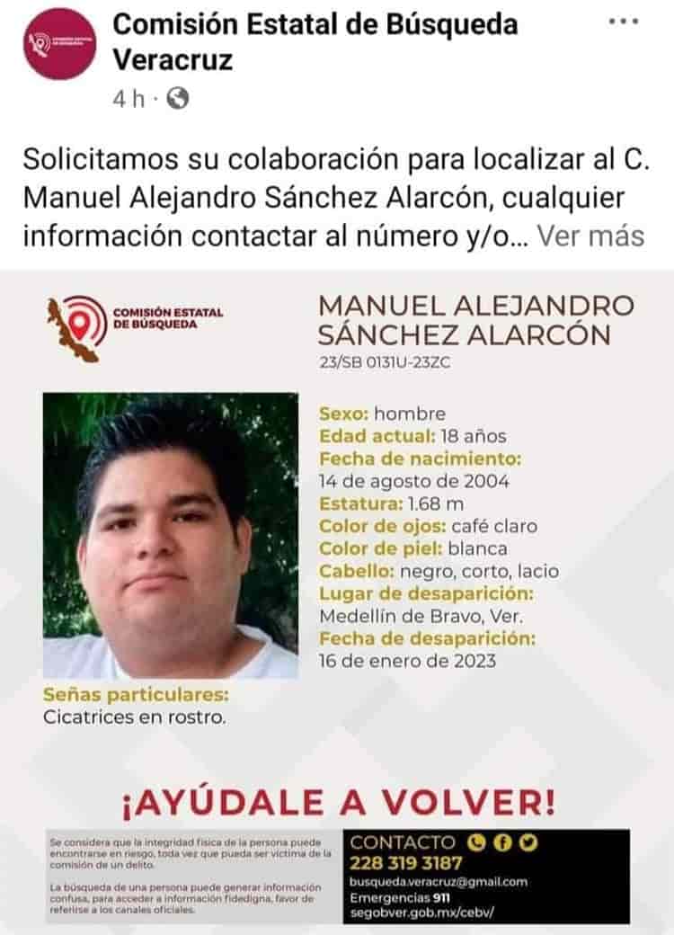 Buscan familiares a Manuel Alejandro Sánchez Alarcón, desapareció en Medellín