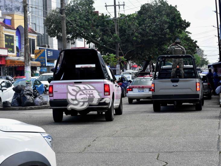 Corporaciones mantienen vigilancia en el Centro de Coatzacoalcos