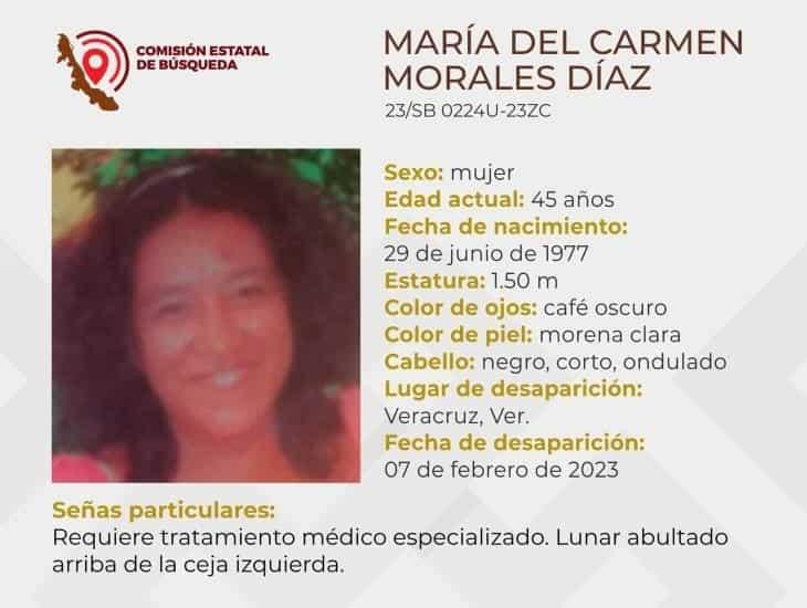 María del Carmen lleva dos días desaparecida en la ciudad de Veracruz; ayúdale a volver