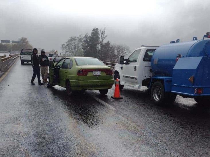 Abandonan Derby chocado en la Autopista 150D Puebla-Orizaba