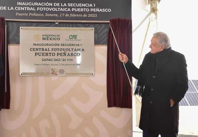 AMLO inaugura primera etapa de la Central Fotovoltaica en Sonora