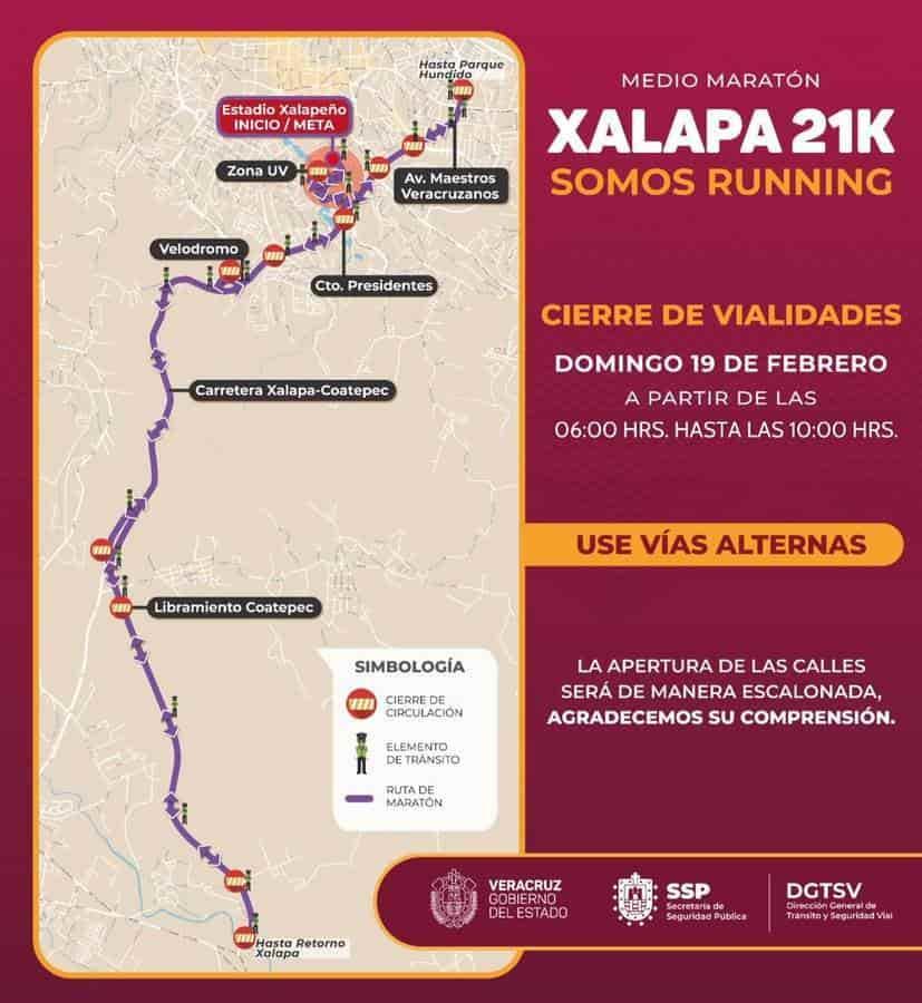 Atención,  cierre vial este domingo en Xalapa