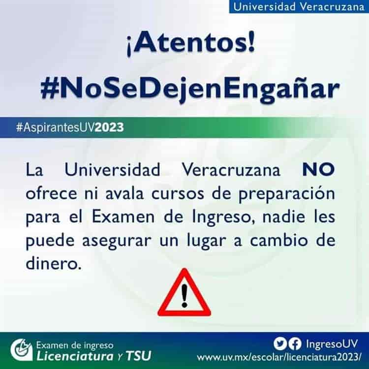 UV pide a aspirantes no se dejen engañar, no avalan cursos para examen de admisión