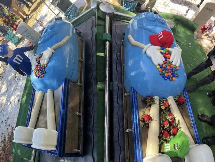 Dulce sepultura: entierran a abuelita en ataúd de chocolates M&Ms