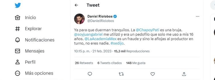 Fuertes declaraciones de Daniel Ríolobos: Magda asesina y Juan Gabriel pedófilo