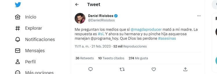 Fuertes declaraciones de Daniel Ríolobos: Magda asesina y Juan Gabriel pedófilo