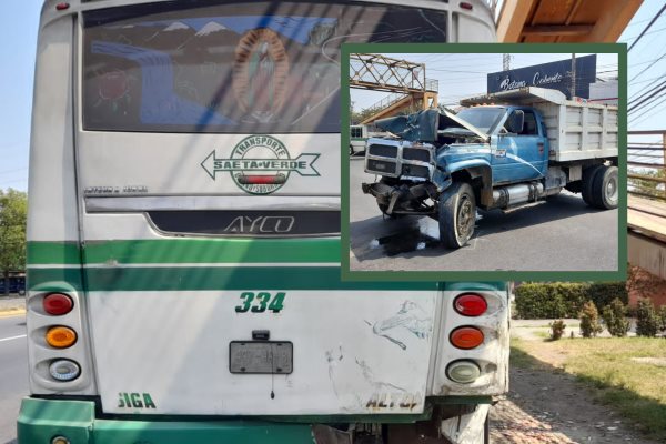 Camión se impacta contra autobús en la carretera Veracruz – Xalapa