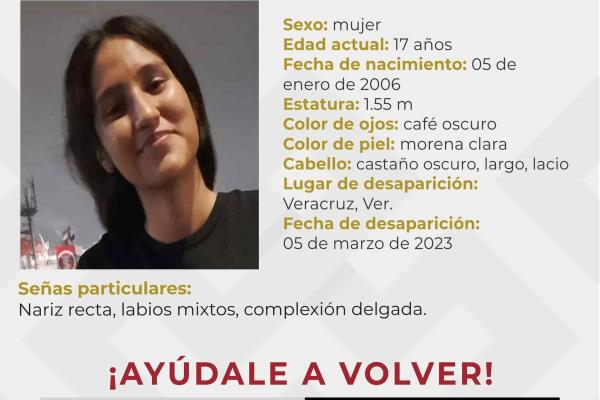 Desaparece menor en Veracruz; familiares piden el apoyo para localizarla