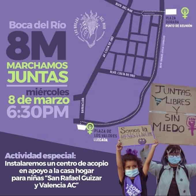 Rutas de las marchas del 8M en Veracruz y Boca del Río