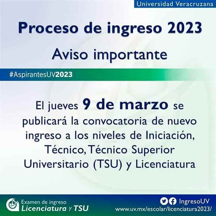 La UV dará este jueves 9 de marzo la convocatoria para nuevo ingreso