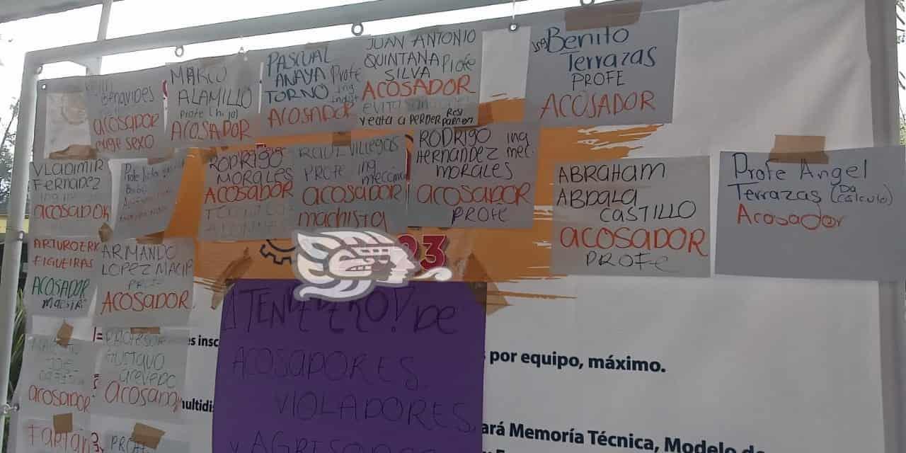 Exhiben en tendedero a presuntos maestros acosadores en Tecnológico de Orizaba