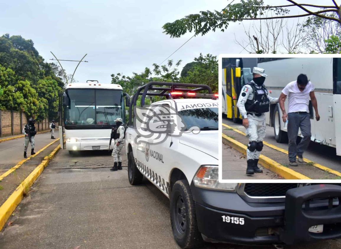 Frenan a ‘polleros’; asegura GN 3 autobuses con migrantes en el sur (+Video)