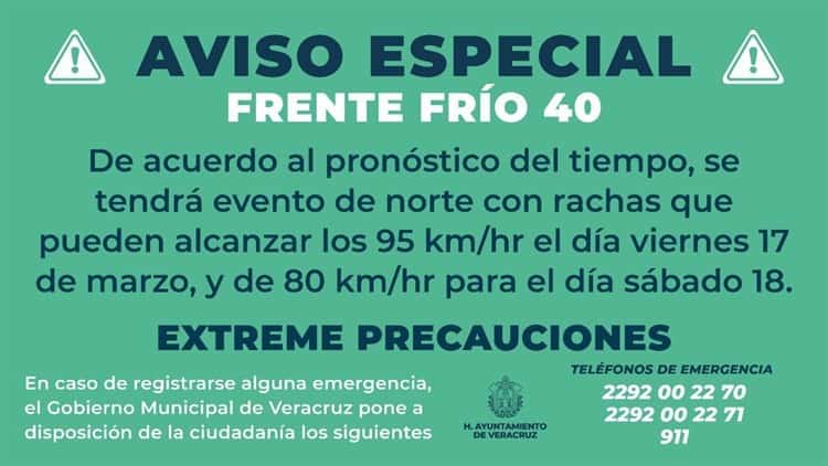 Emiten Aviso Especial en Veracruz por evento de norte extremo