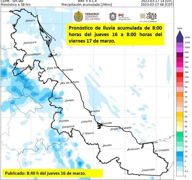 PC emite  Alerta Gris por frente frío y norte en Veracruz
