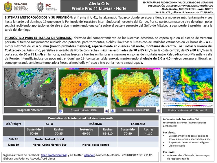 PC emite Alerta Gris por Surada-Frente frío-Lluvias-Norte este fin de semana