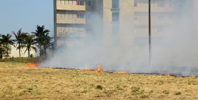 Por surada, quema de pastizal se sale de control y casi llega a tumbas (+Video)