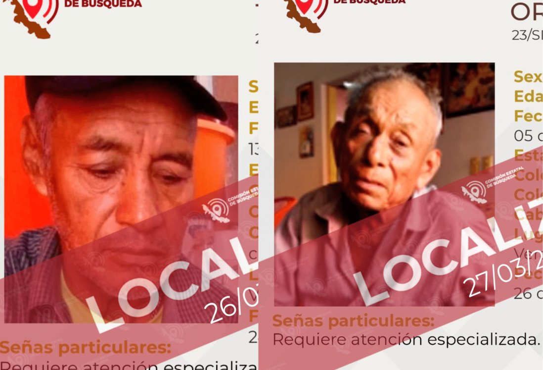 Localizan a adultos mayores que estaban desaparecidos en Veracruz