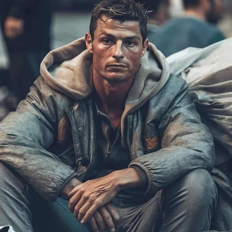 ¿CR7 como vagabundo? IA imagina a futbolistas en una nueva faceta