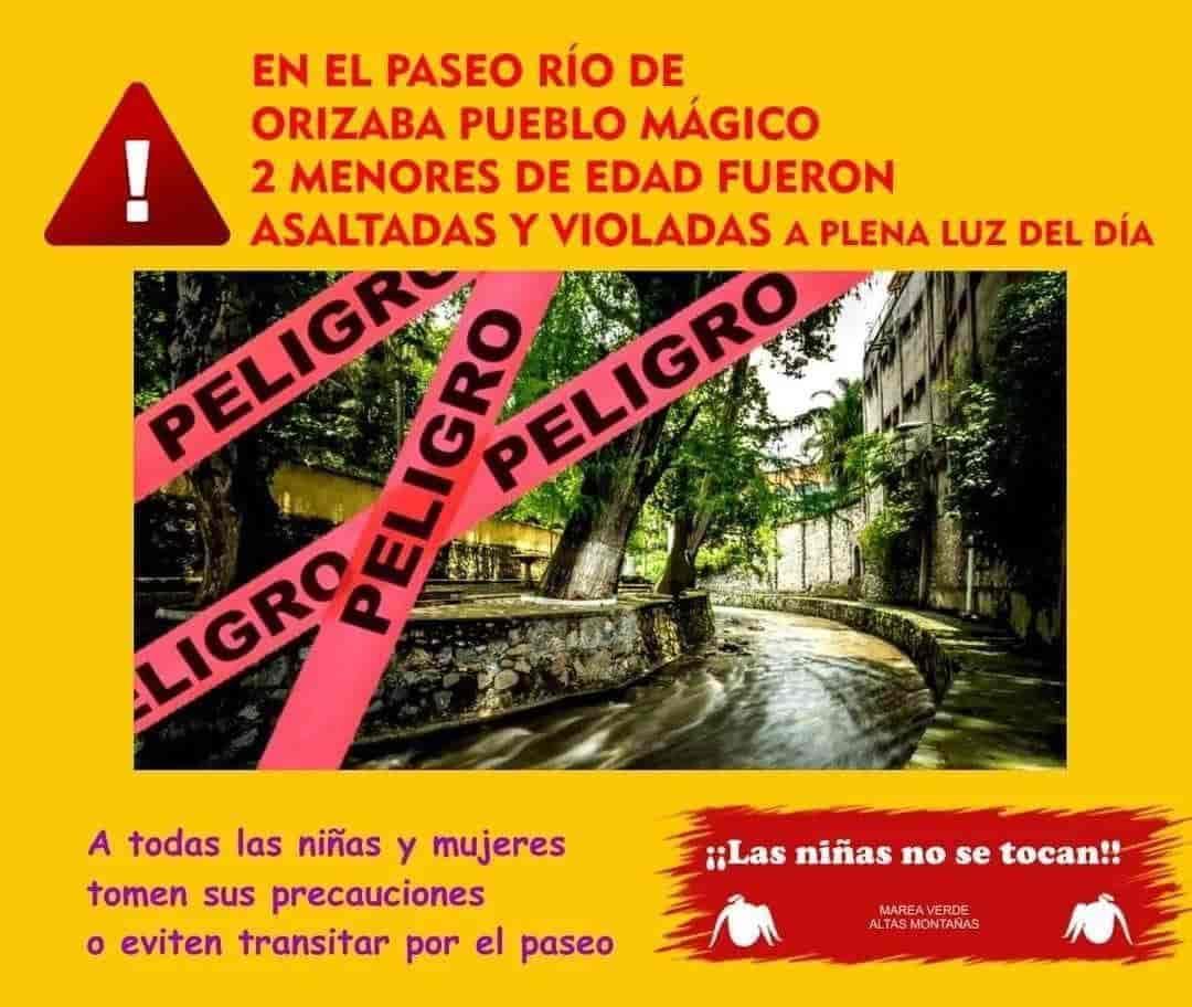 Alerta Marea Verde por violación a dos menores en Paseo del Río Orizaba