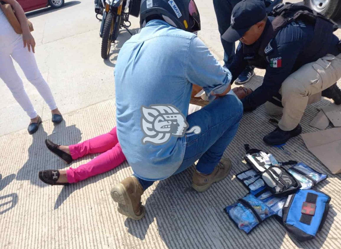 Una dama lesionada en choque en el Malecón en Coatzacoalcos