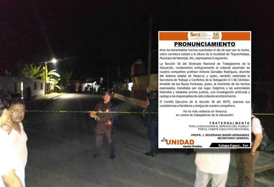 Condena SNTE 56 asesinato de maestro por ministeriales de Veracruz