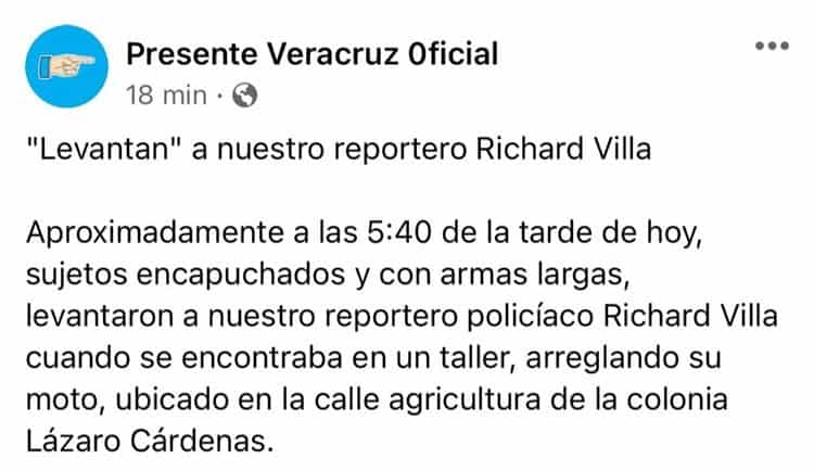 Secuestran a reportero en Poza Rica; lo buscan hasta con helicópteros