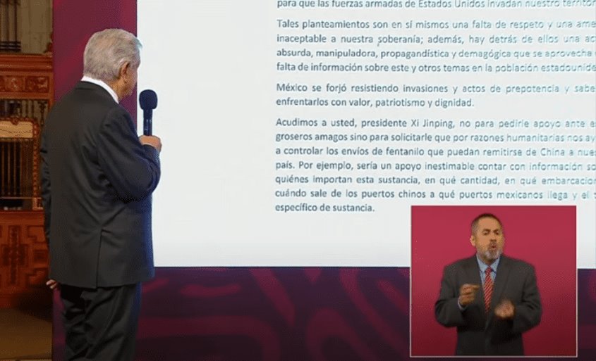 AMLO envía carta a China para pedir control de envío de fentanilo a México