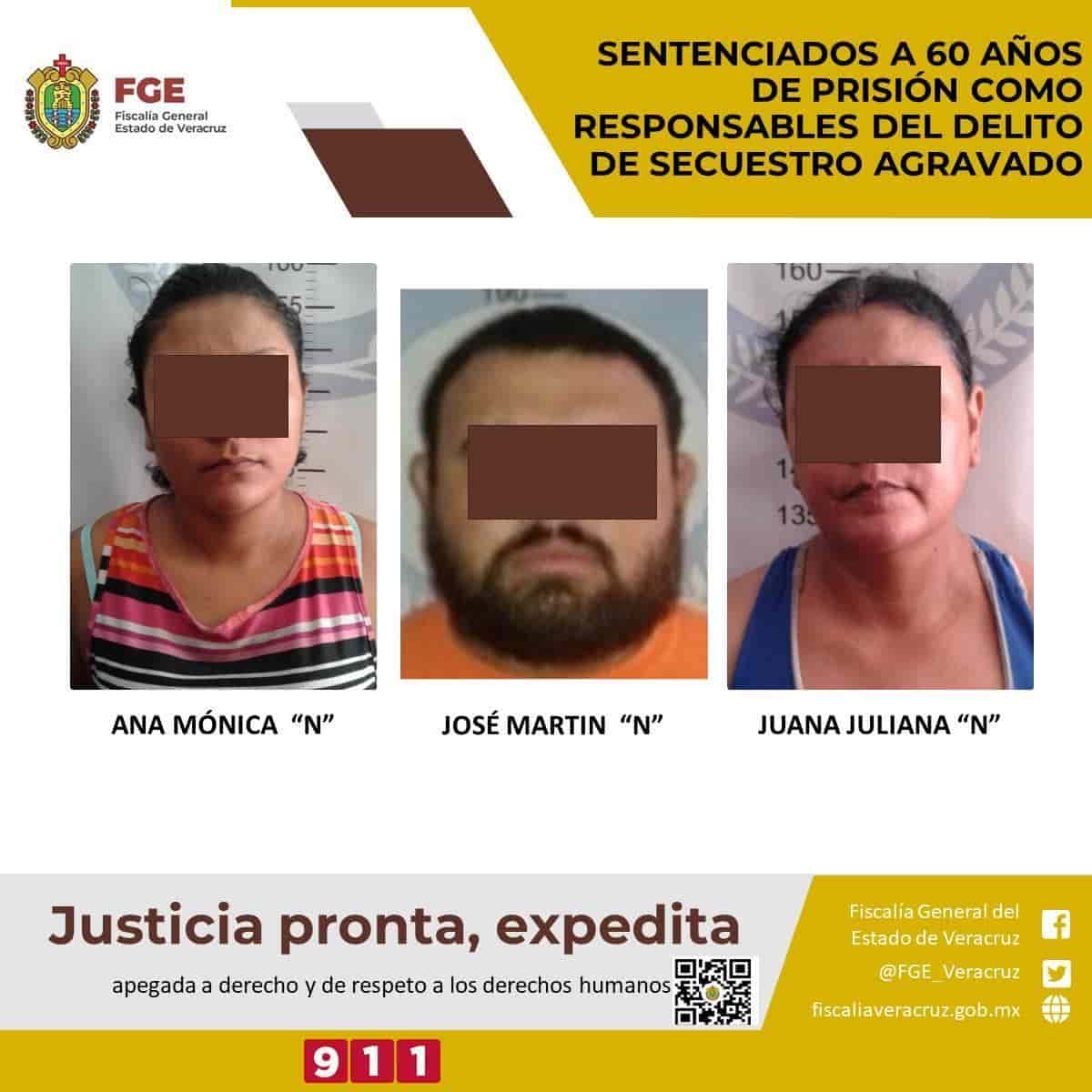 Sentencian a 60 años de prisión a tres secuestradores en Pánuco