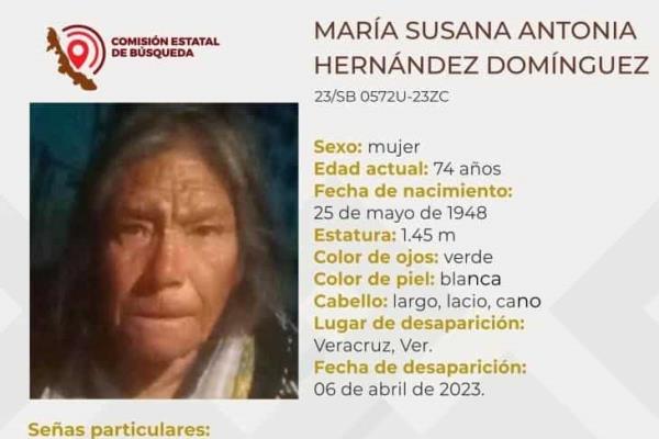 María Susana desapareció en Veracruz; urge localizarla
