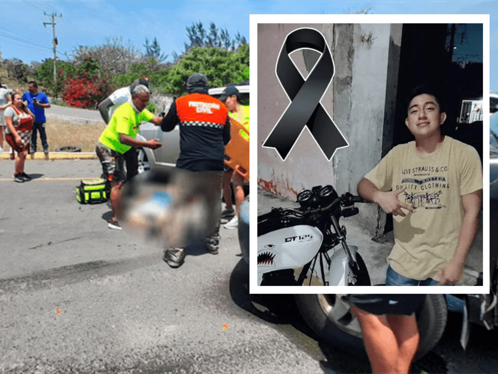 Fallece Alexander de 15 años; impactó su moto contra camionetas chocadas en Alvarado