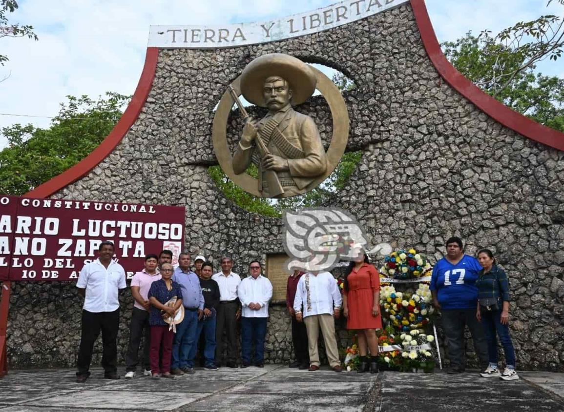 ¡Símbolo de la lucha, justicia y libertad!; recuerdan a Emiliano Zapata en Agua Dulce