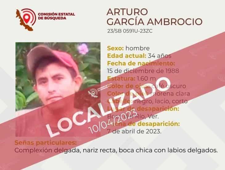 Localizan a Arturo García de 34 años; había desaparecido en Boca del Río