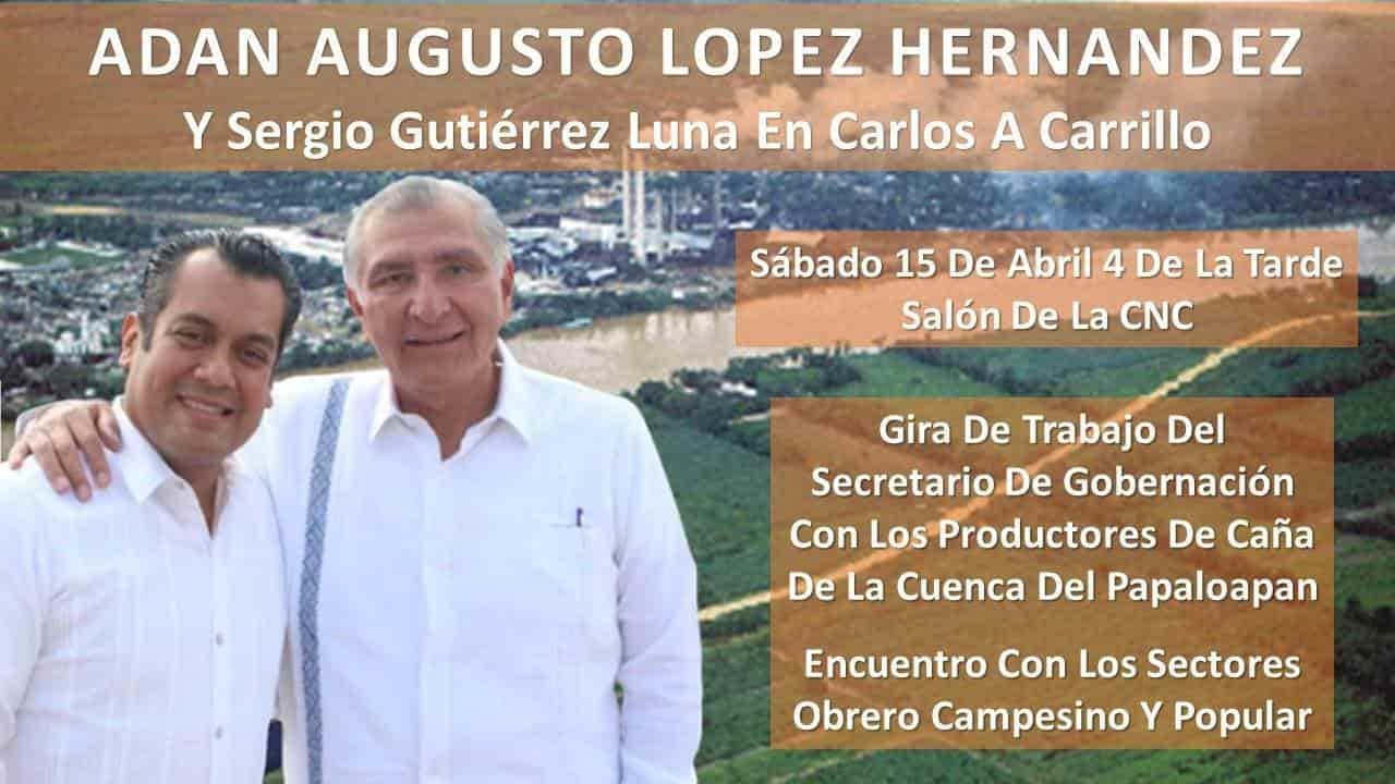 Adán Augusto se reunirá con cañeros del ingenio San Cristóbal, en la Cuenca