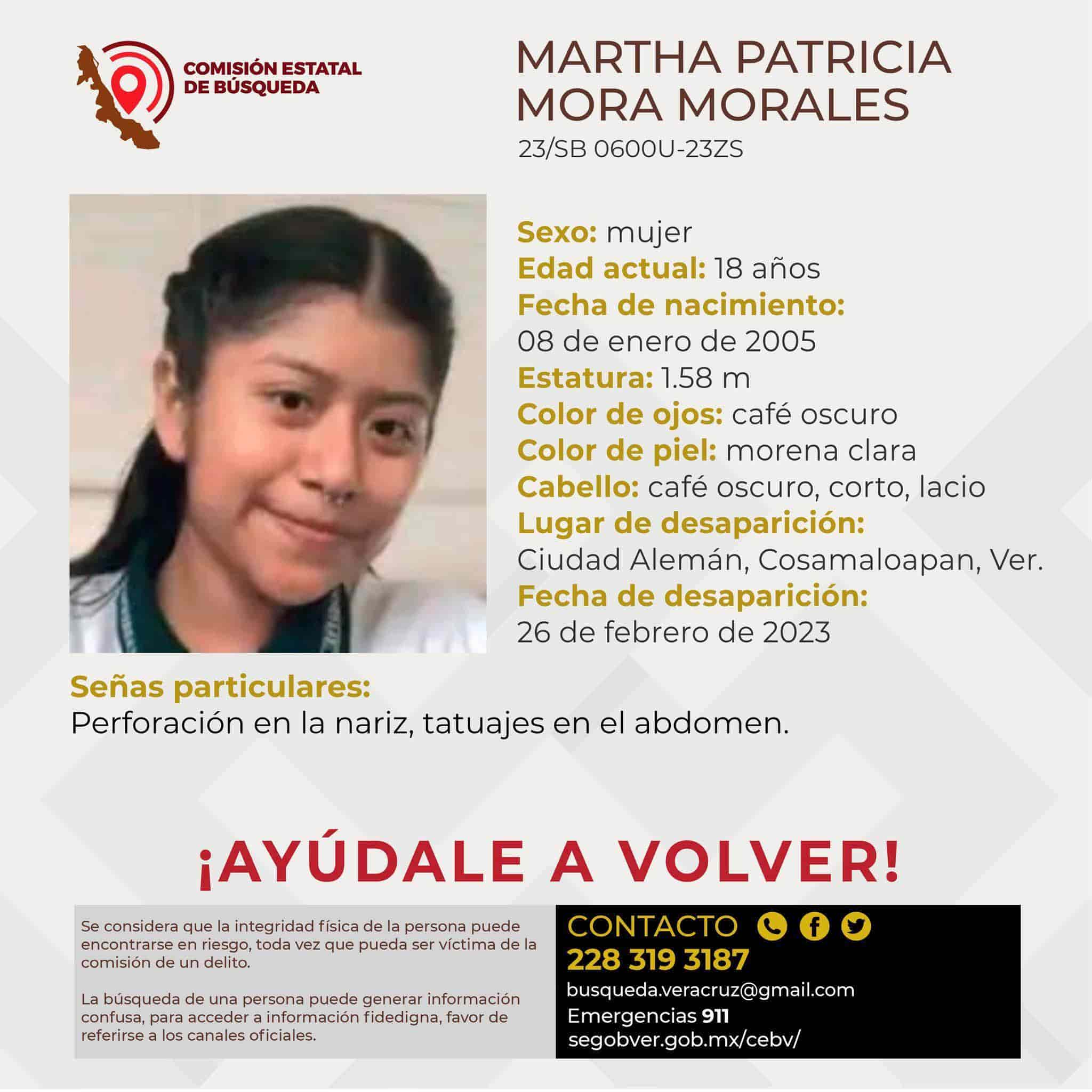 Buscan a Martha Patricia Mora, desapareció en Ciudad Alemán