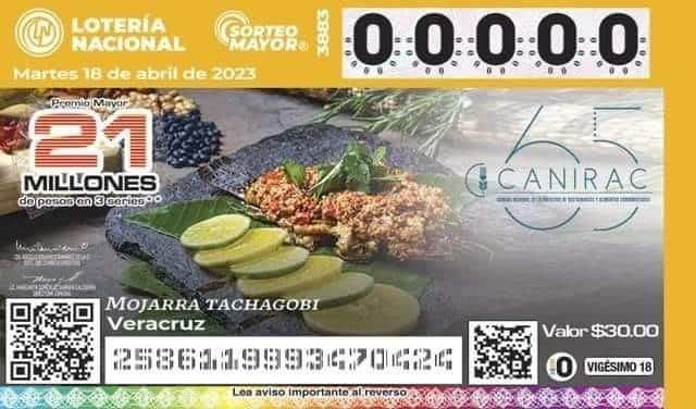 Platillo de mojarra en Tachogobi representa a Veracruz en billete de la Lotería Nacional