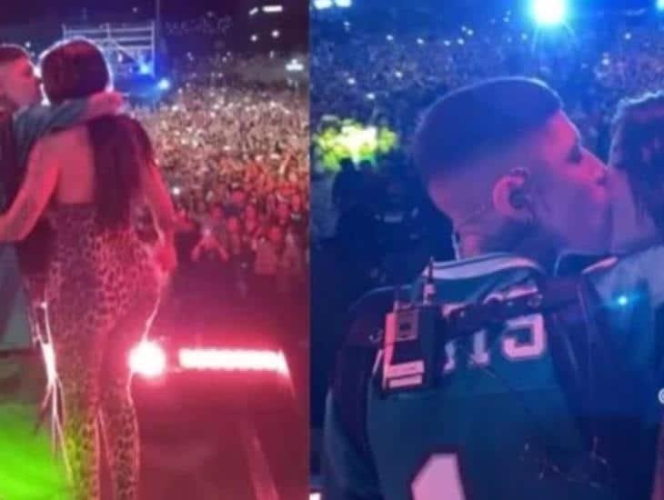 ¿Son novios? Santa Fe Klan y Karely Ruiz protagonizan beso en pleno concierto