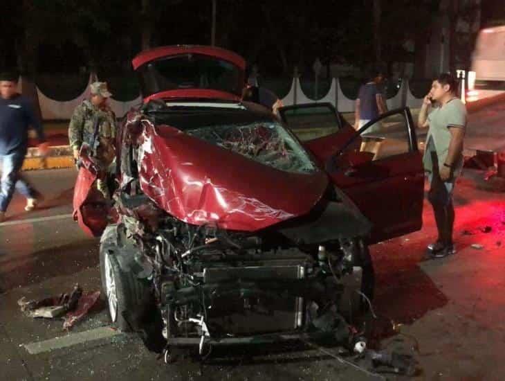 ¡Quiso darse a la fuga! Joven en estado de ebriedad provoca fuerte accidente en Boca del Río (+Video)