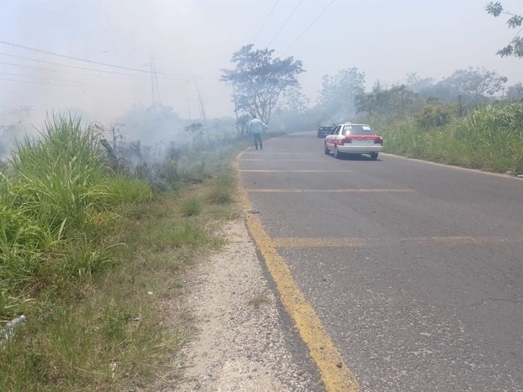 ¡Por altas temperaturas! arde pastizal en tramo Nanchital- Ixhuatlán del Sureste (+Video)