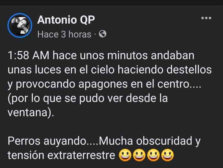 ¿Ovnis? Reportan apagones y luces extrañas en cielo de Coatepec