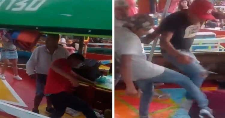 ¡Ya déjalo! Captan batalla campan en las trajineras de Xochimilco (+Video)